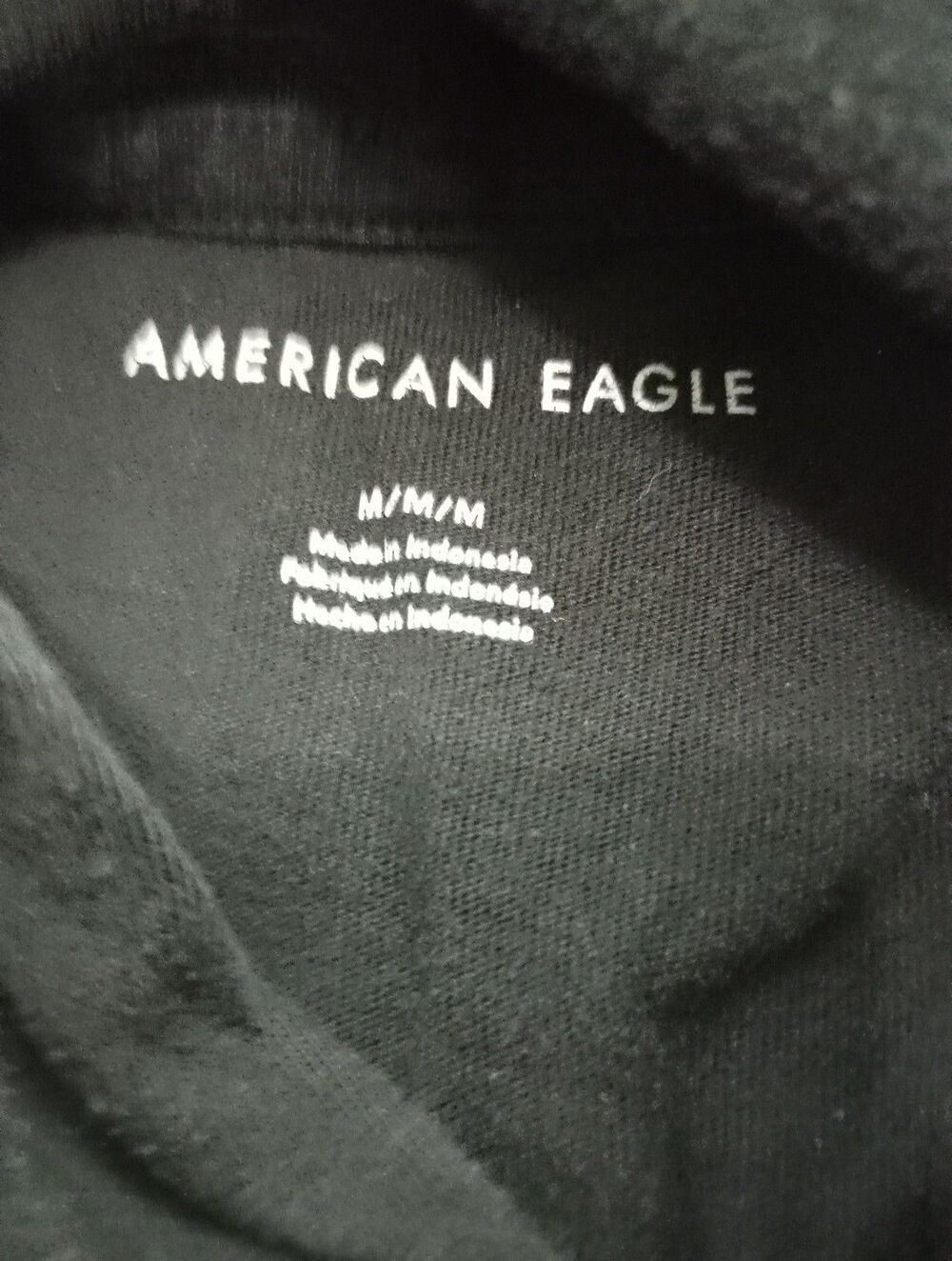 American Eagle MENS BLACK HOODIE LONG SLEEVE SWEATSHIRT SZ MEDIUM GRAPHIC SLEVE - Picture 9 of 12